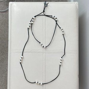 Faux White Pearl and Brown suede necklace / belt Multi-way